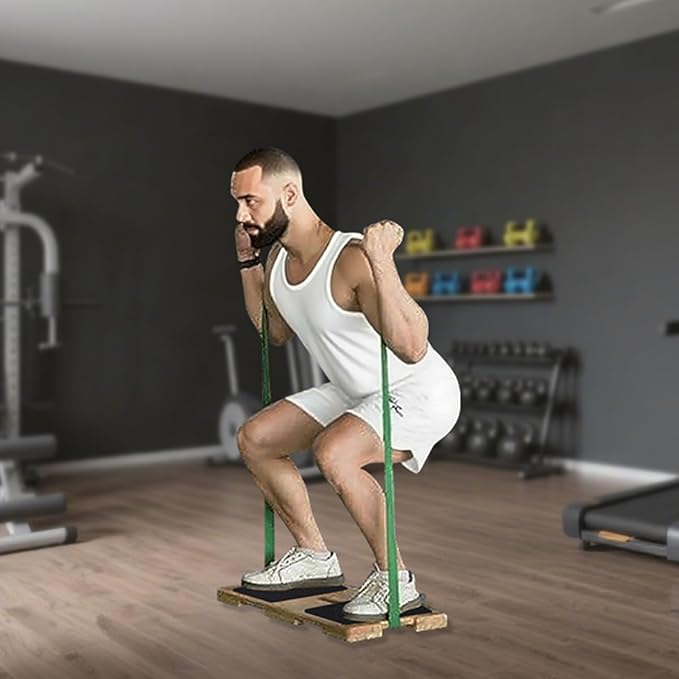 Wood Resistance Band Platform Base, Resistance Band Foot Plate, Fitness Exercise Board Footplate, Step Board for Workout Board for Home Gym