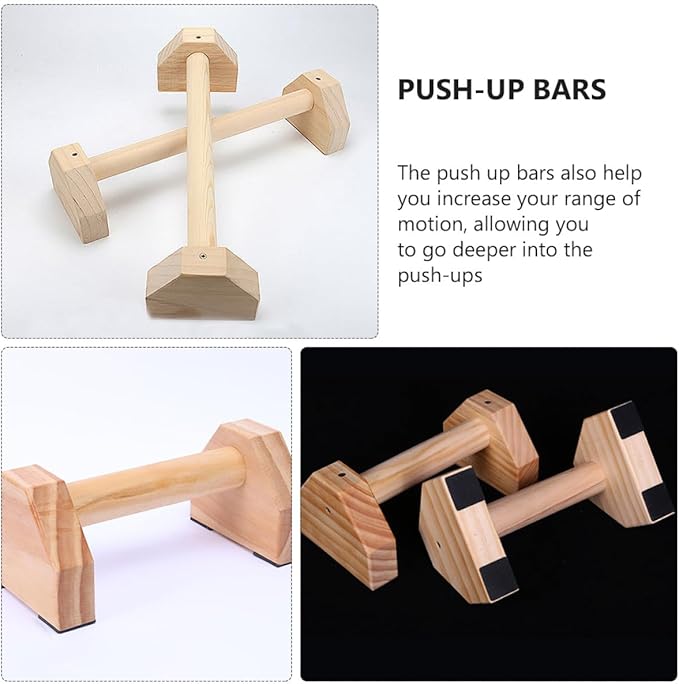 Balacoo Pine Wood Push-up Stands Pair 30cm Home Exercise Equipment Push-up Frames for Indoor Strength Training Fitness