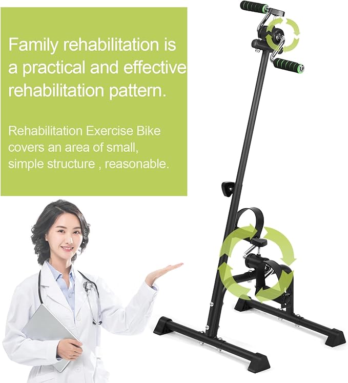 Sit Down Pedal Exerciser for Seniors, Hand Arm Leg Knee Peddler Exerciser, Adjustable Fitness Equipment for Seniors, Elderly Home Bike Trainer for Total Body