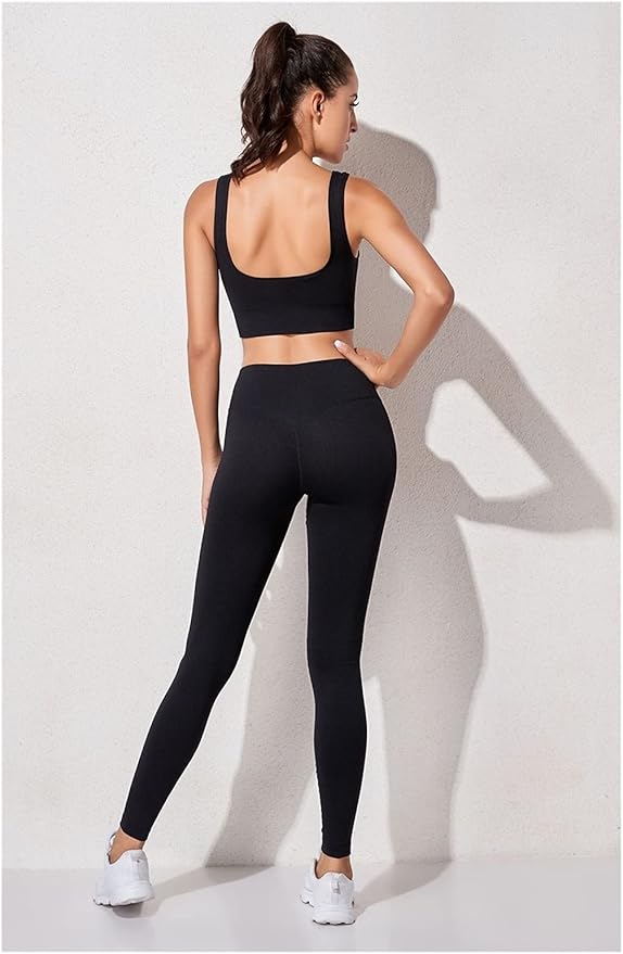 Women Gym Suit Fitness Set Sports Clothing Women Gym Clothing Yoga Clothing Yoga Sets Fitness Suit (Color : Black Bra Set, Size : Medium)