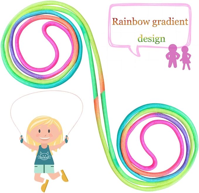 10 pcs Rainbow Jump Rope Set Durable Nylon Skipping Ropes,Safty Vibrant Jumping Ropes for Girls or Boys Physical Education Skipping Rope(7.2 Feet)