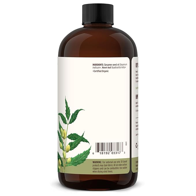 Banyan Botanicals Organic Neem Oil – Cooling & Soothing Ayurvedic Neem Oil – Supports Healthy Radiant Skin – 24 oz. – Non-GMO Sustainably Sourced Abhyanga Massage Oil
