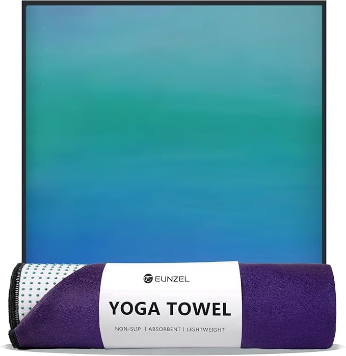 Eunzel Hot Yoga Towel, Non Slip Yoga Mat Towel Sweat Absorbent Printed Yoga Towel with Grip Dots for Hot Yoga, Pilates and Workout 72"x 24", Oceanic Melt