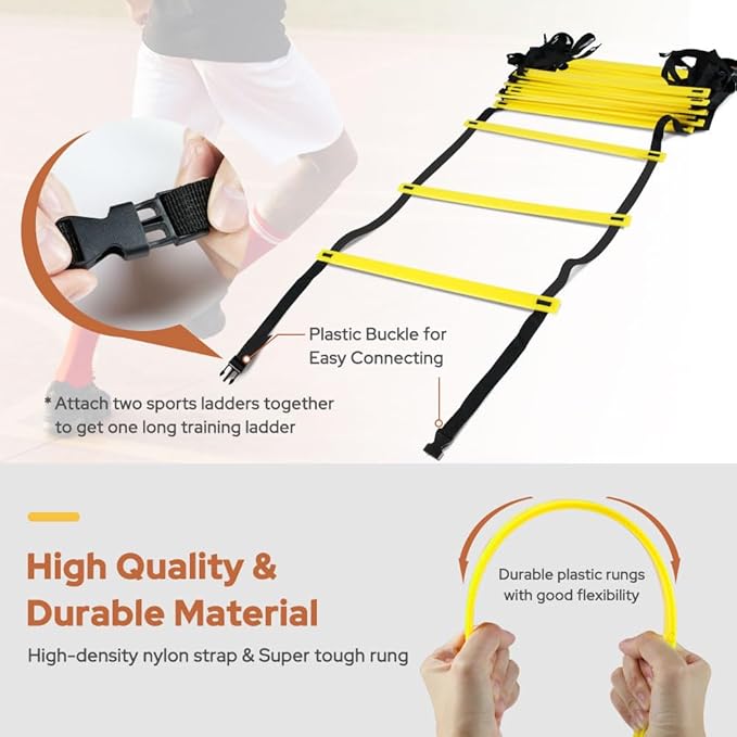 GHB Agility Ladder 1PCS Agility Cones 25PCS Detachable Agility Hurdles 5PCS