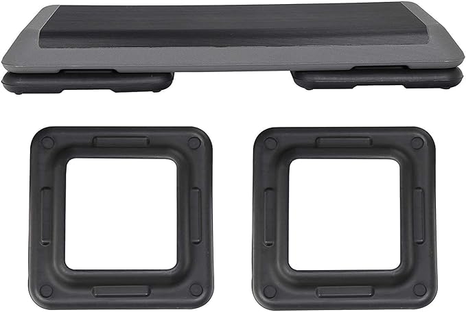 43-inch Aerobic Stepper Exercise Step Adjustable Workout Platform with 4 Training Riser - 4” 6” 8" for Fitness, Black