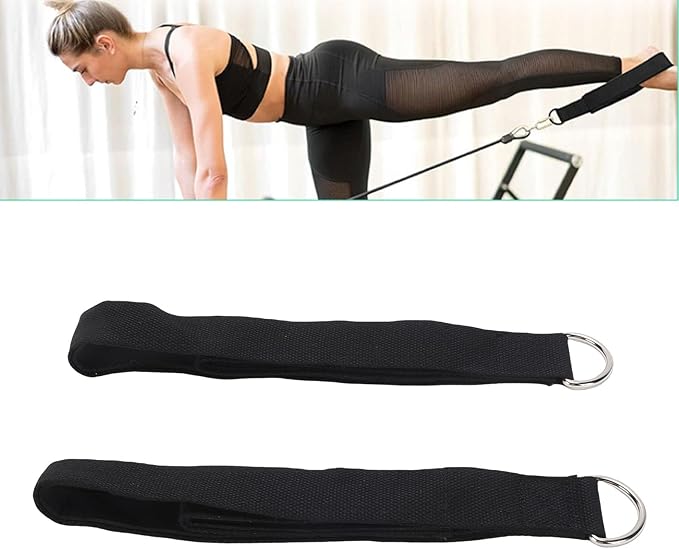 Pilates Straps, 2PCS Double Loop Exercise Wrist Band Soft Inner Lining Textured Surface with D Buckle for Home Gym Fitness Workout