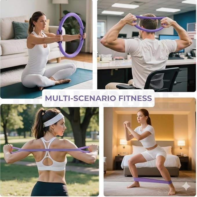 Pilates Kit for Home Workouts with 13" Magic Circle Pilates Ring and 5 Resistance Bands Pilates Essentials Kit for Women at Home Pilates Kit Pilates Starter Kit for Women Full Body Shaper