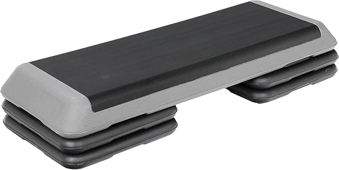 43" Exercise Aerobic Step Platform, Adjustable Fitness Stepper, with 4 Removable Risers for Home Gym Cardio Strength and Training