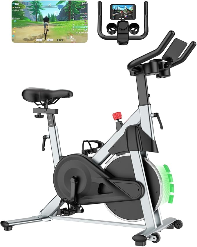 MJWW Exercise Bike, 32-Level Magnetic Resistance Stationary Bikes for Home, Low Noise 300LBS Weight Capacity Workout Cycling Bike for Home Gym with Pad Mount, LCD Monitor, Cup Holder