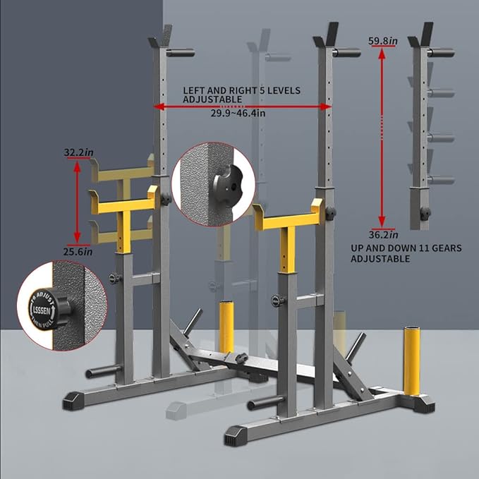K KiNGKANG Adjustable Squat Rack,Multi-Function Barbell Rack for Weight Lifting and Home Gym Fitness Workout Portable Squat Bench Press,Load 690LBS
