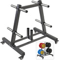 Kipika Weight Plate Tree Rack, Weight Holder for 2 inch Olympic Weight Plate & 2 Barbell Holders, Heavy Duty Bumper Plate Storage Organizer for Home Gym with Optional Wheels