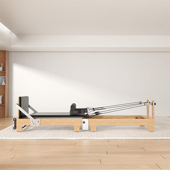 Foldable Pilates Reformer Machine, Quick-Assembly Studio Grade Pilates Reformer for Home and Gym, Pilates Equipment with Adjustable Resistance, Jump Board and Accessories