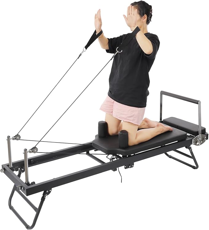 Foldable Pilates Reformer, Yoga Fitness Equipment for Gym Workout and Home Use, Up to 260 lbs Weight Capacity, Pilates Exercise Equipment Pilates Machine for Beginners