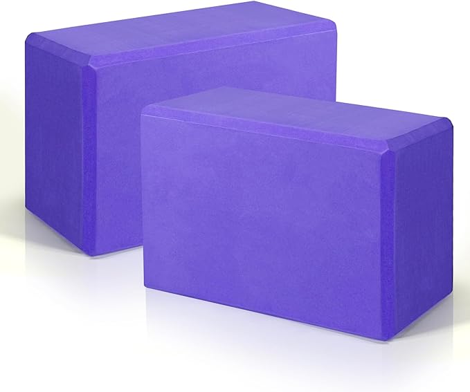 Yoga Blocks 2 Pack 9x6x3 Inches, Sturdy Foam Yoga Block, Premium EVA, Non Slip High Density for Pilates Meditation, Stretching and Toning