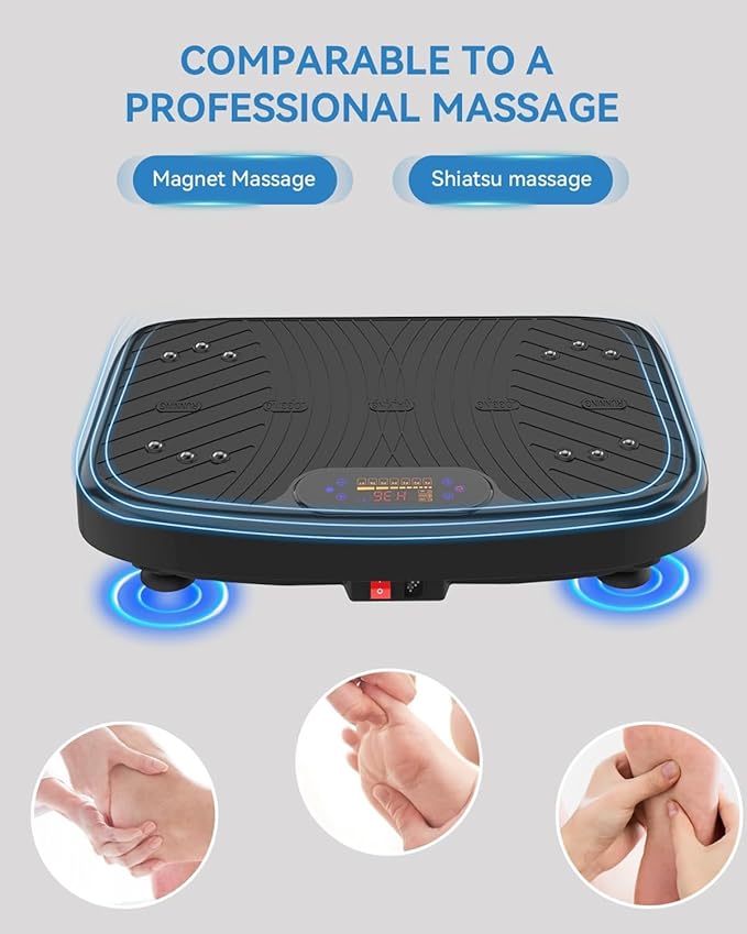 Vibration Plate Exercise Machine, Vibrating Plate Platform for Lymphatic Drainage with 200 Adjustable Speeds, Power Vibration Plate for Weight Loss & Fitness, Supports Weight 450 Lbs