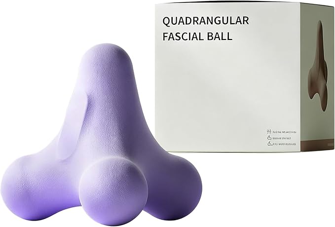 4-Node Quadrangular Fascia Massage Ball - Portable Trigger Point Therapy Tool for Muscle Relief, Myofascial Release & Facial Tension (Purple)