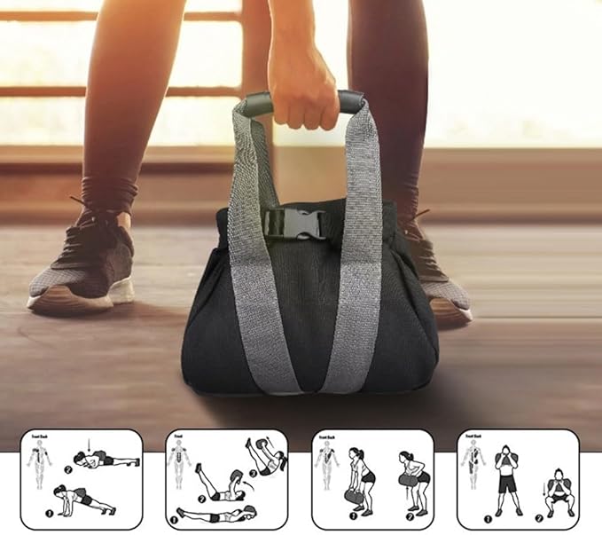 Adjustable Canvas Sandbag for Fitness Home Training, 0-35 lbs Weighted Workout Bag with Ergonomic Handle, Compatible with Yoga Strength Exercise