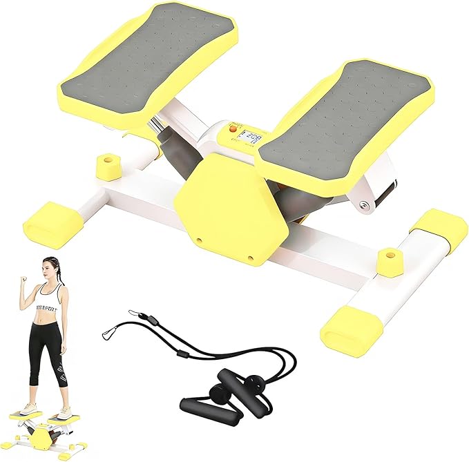 Rock Stepper Step Rocker Side to Side Low-Impact, Compact Side Stepper with Resistance Bands and Digital Display, Suitable for Full-Body Fitness