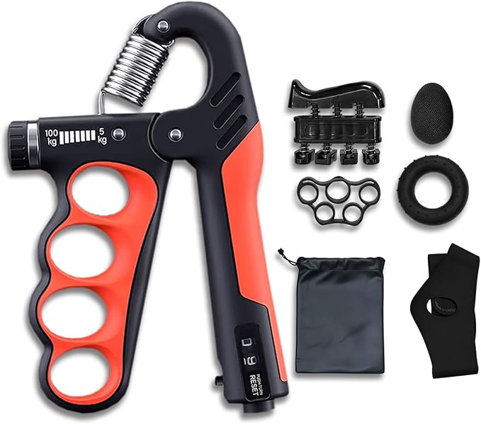 ProGrip Strength Trainer with Auto-Count & Wide Adjustment (11-220 LBS) –Hand Strengthener Kit for Home Gym, Forearm Building & Recovery Training
