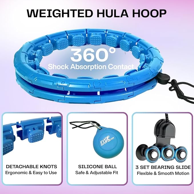 FIT ON FORM Infinity Weighted Hula Hoop for Adults Weight Loss, Smart Exercise Hola Circle Hoop for Women Abs Workout