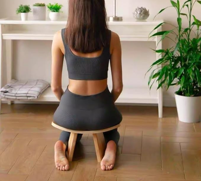 Bench,Meditation Bench Ergonomic Wooden Meditation Kneeling Stool with Travel Bag for Yoga, Prayer, Travel, Mindfulness, Zen Practice ﻿(Medium)
