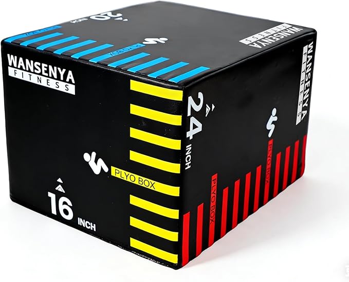 3-in-1 Dense Foam Plyometric Jump Box,30"x24"x20"-24"x20"x16"-20"x18"x16"Non-Slip Box Jumps for Home Gym,Exercise Foam Plyo Box for Fitness Training-Step-Ups,Split Squats,Dips,Box Jump Cube
