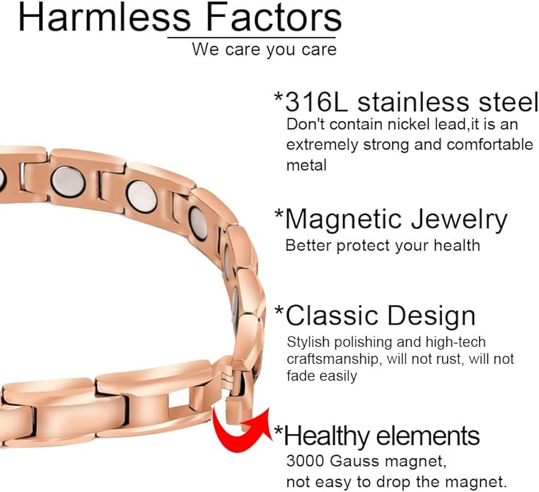 38 Elegant Stainless Steel Magnetic Bracelet for Women Magnetic Therapy Bracelet Pain Relief for Arthritis with Free Link Removal Tool