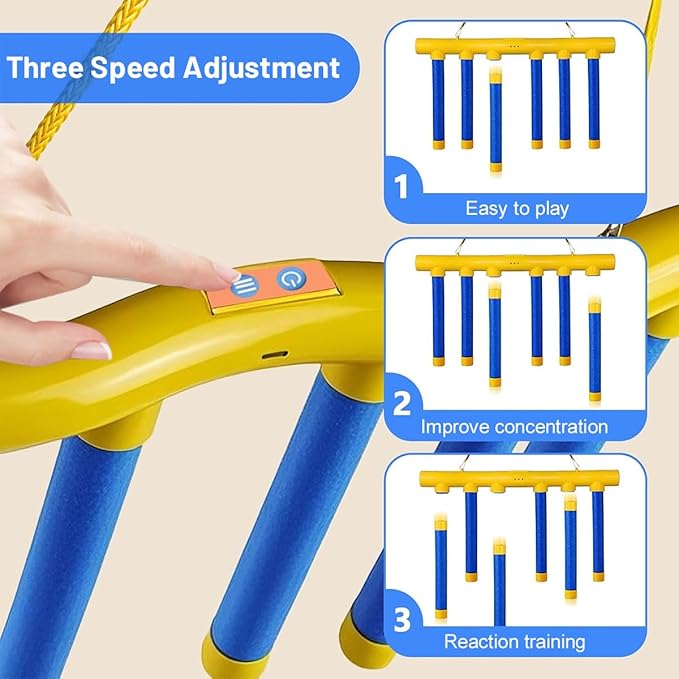 Reflex Challenge Game - Drop Sticks, Hand Eye Coordination, Reaction Training, 3 Adjustable Speeds, Upgrade Remote Control(B)