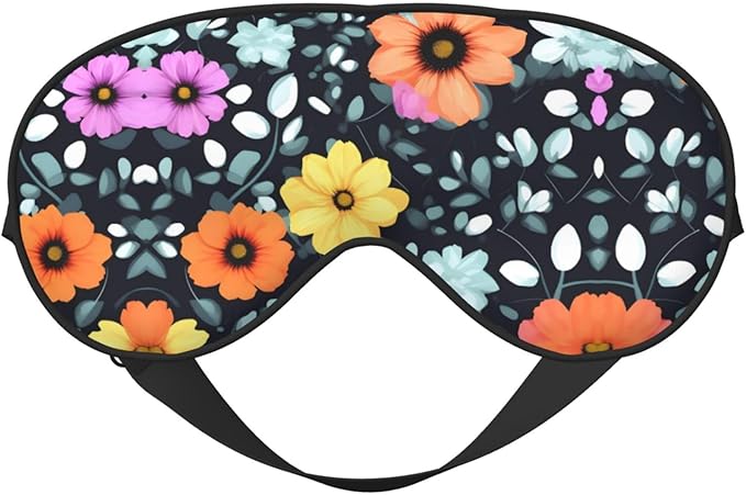Beautiful Colourful Flowers Head-Mounted Double-Sided Light-Blocking Sleeping Eye mask to Protect Eyes and Relieve Eye Fatigue