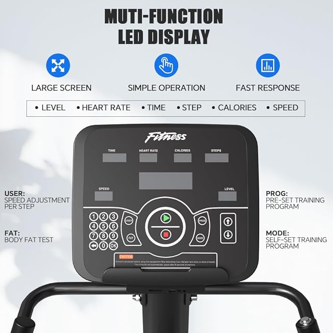 Stair Climber with LED Screen, Commercial Grade Stepmill Exercise Machine, 15 Speed Levels Stair Climber Stepping Machine for Cardio and Lower Body Workouts, 660LBS, 15-164 Steps/Minute