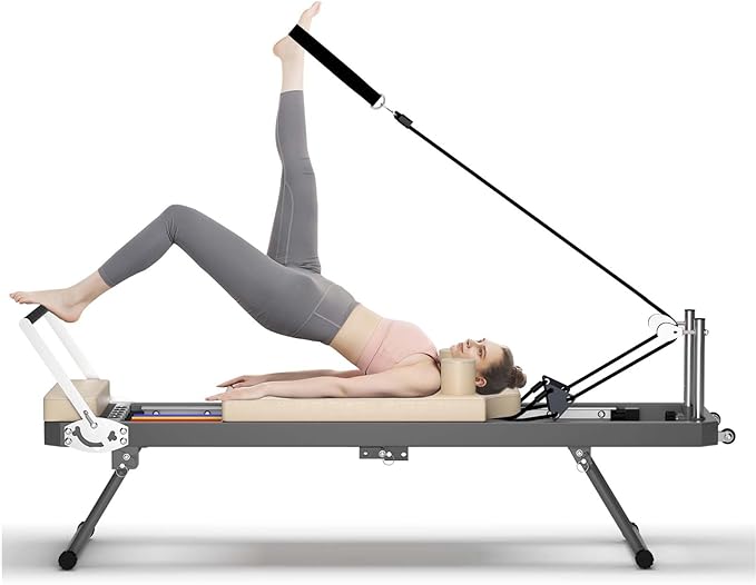 Foldable Pilates Reformer, Pilates Machine & Equipment for Home Use and Gym Workout, Suitable for Beginners and Intermediate Users