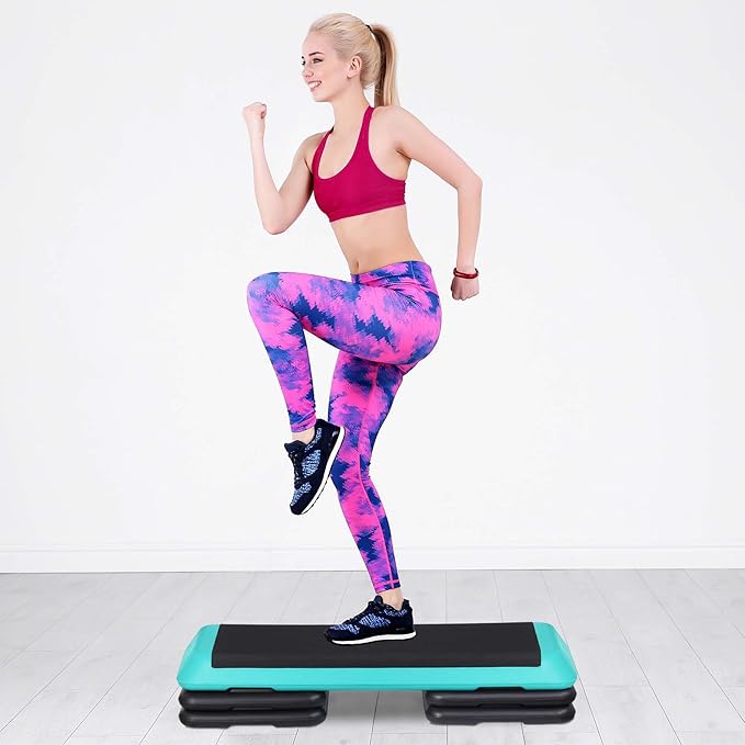 ZenStyle 43" Adjustable Aerobic Stepper Bench with 4/6/8 Inch Risers, Non-Slip Surface for Cardio, Strength Training & Home Fitness Workout