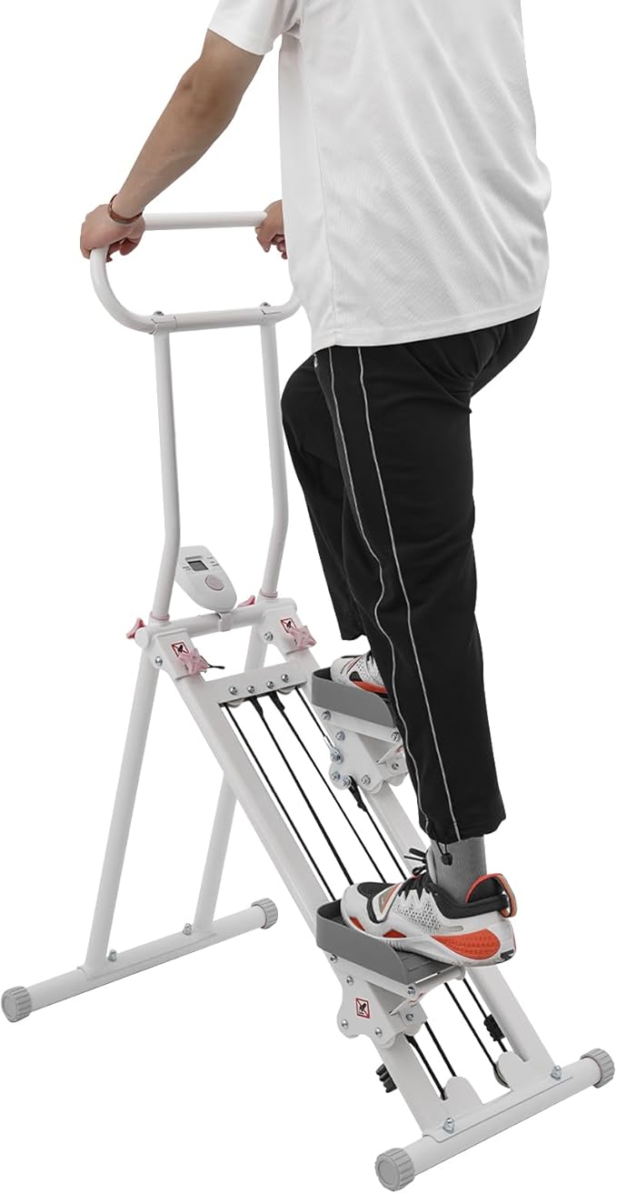 Folding Stair Stepper Machine with LCD Display | 300lbs Capacity Quiet Vertical Climber for Home Gym Fitness & Weight Loss