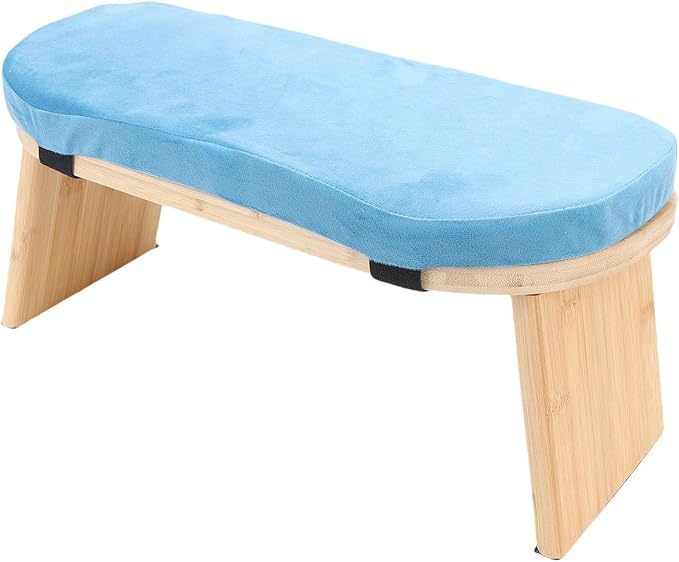 Dioche Meditation Bench Meditation Wooden Bench Ergonomic Detachable Kneeling Stool with Soft Cushion for Yoga – Blue, Includes Carry Bag (Blue)