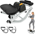 Lateral Rocking Fitness Stepper for Home Workout - Low Impact Side to Side Stepper Machine, Gentle on Knees and Joints, Portable Leg Glutes Abs Core Exerciser with LCD Monitor and Resistance Bands