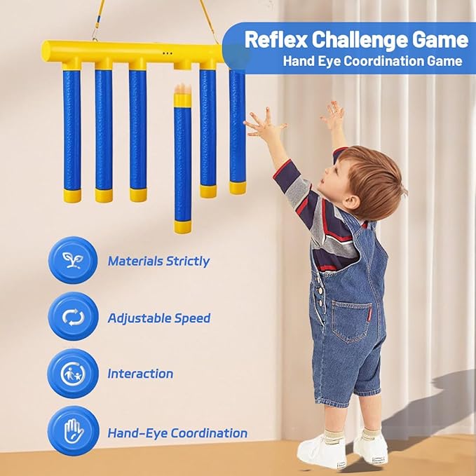 Reflex Challenge Game - Drop Sticks, Hand Eye Coordination, Reaction Training, 3 Adjustable Speeds, Upgrade Remote Control(B)