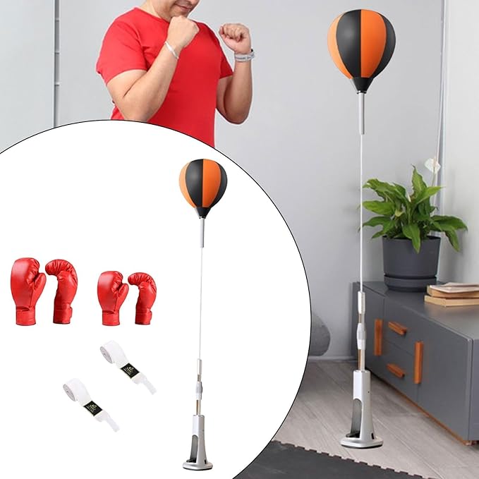 Boxing Reaction Ball Target with Gloves Vertical Agility Floor Standing Boxing Equipment Speed Ball for Fitness MMA Home Gym