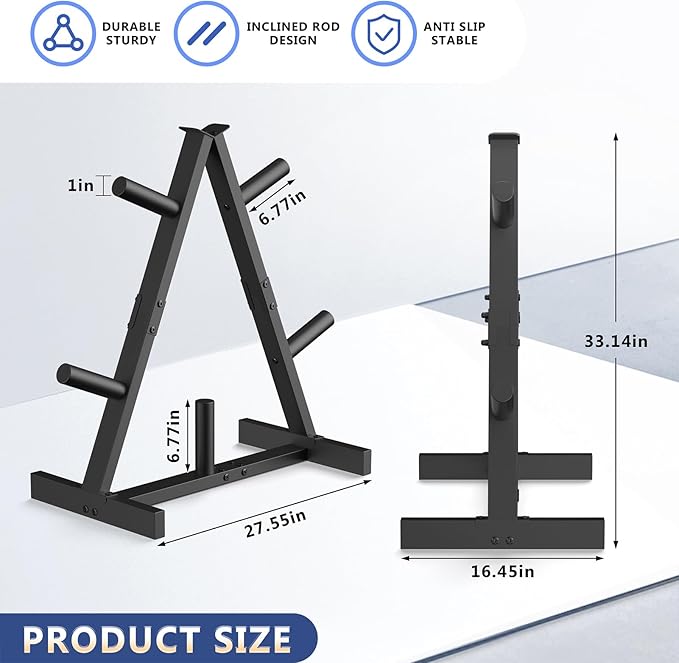 Weight Plate Rack, Weight Tree, Home Gym Storage Stand, Holds 300 lbs