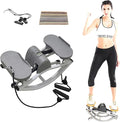 U-Shaped Rock Stepper, with Resistance Band & Mat - Side to Side Low-Impact Fitness Stepper for Home Workout, Compact for Legs Glutes Abs, Rock Stepper with Digital Display
