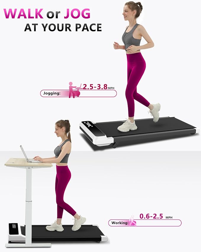 Walking Pad Treadmill with Incline,Under Desk Treadmill with Incline 2 in 1 for Walking and Jogging,2.5HP Compact Incline Walking Pad for Home Office with Remote Control