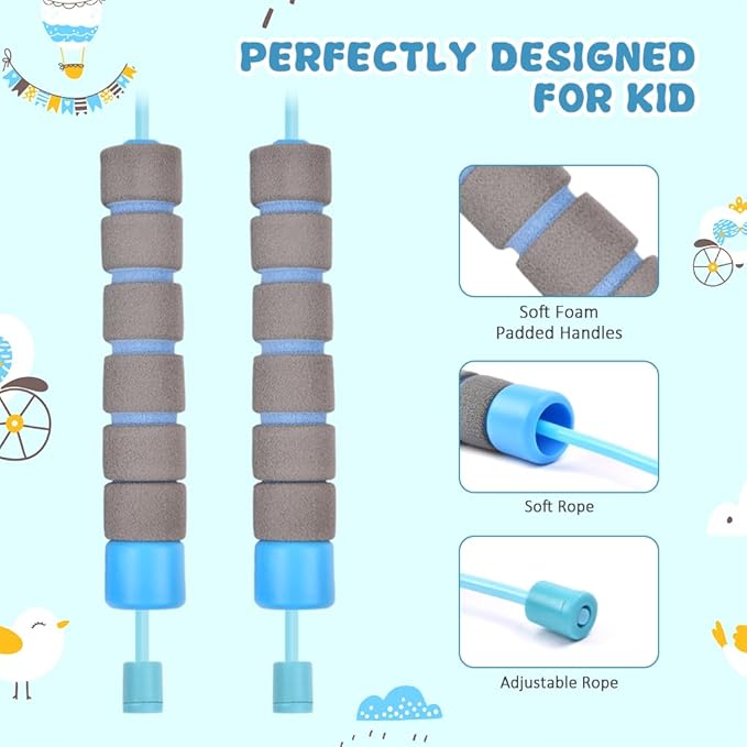 Flintronic Skipping Ropes for Children, 2 Pack Adjustable Jumping Rope for Kids, 2.6m Skipping Rope with Skin-Friendly Foam Handles, Soft Jump Rope for Girls Boys Exercise Workout Outdoor