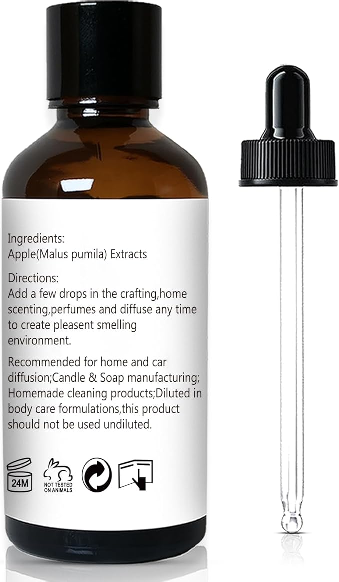 Apple Fragrance Oil, Perfume Oil, Home Scent Oils for Soaps, Candle Making, Dryer Balls, Diffusers, Laundry, Slime -1 oz /30ml