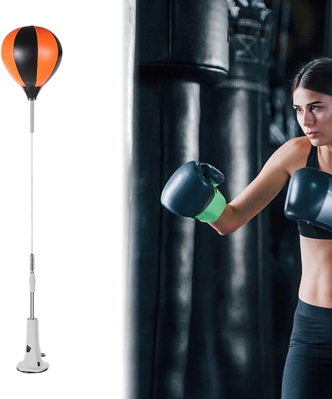 Boxing Reaction Ball with Stand, Height Adjustable Punching Bag for Speed Training, MMA Home Gym Workout Equipment with Suction Cup Base
