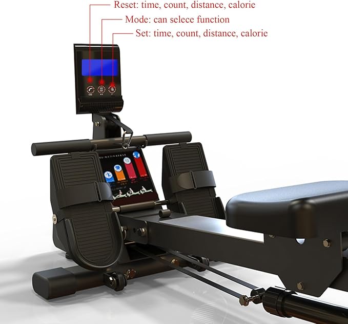 Hydralic Rowing Machine Folding Full Motion Rower with LCD Monitor Adjustable Resistance for Home Use 330lbs Weight Capacity