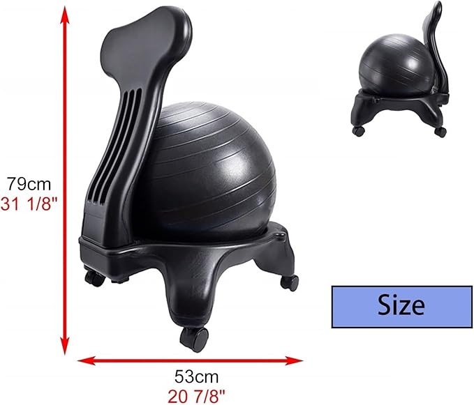 Yoga Ball Chair,Yoga Ball，Exercise Ball, Yoga Ball Chair Ergonomic Desk Ball Chair for Adults Exercise Ball Seat to Spine Alignment Extra Thick Yoga Office Chair with Wheels