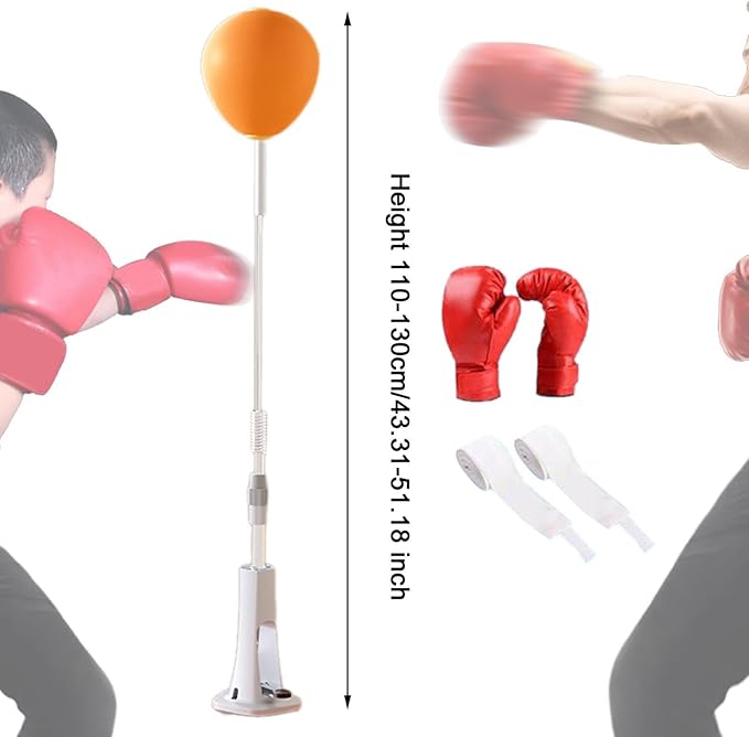 Punching Bag with Stand Boxing Reaction Ball with Gloves Gear MMA Equipment Hand Eye Coordination Training Adjustable Height