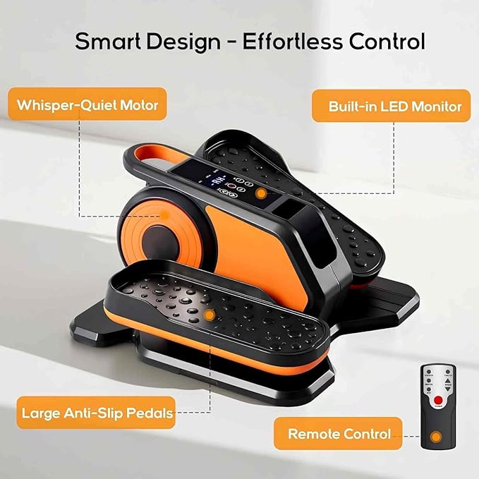 NEWBULIG Under Desk Elliptical Machine, Ellipse Leg Exerciser As Seen On TV with Remote Control, 12 Adjustable Speeds, Forward & Reverse, Mini Ellipse Leg Trainer for Home & Office