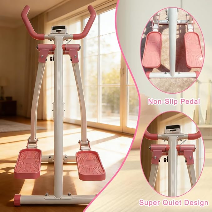 Air Walker Exercise Machine,Foldable Elliptical Machine for Home,Mini Elliptical for Full-Body Low-Impact Exercise with LCD Display Ideal for Home Gym