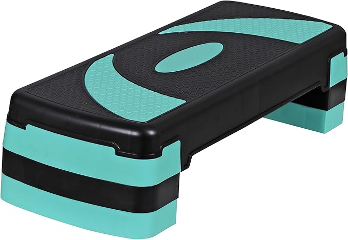 HomGarden Adjustable Workout Aerobic Stepper in Fitness & Exercise Step Platform Trainer Stepper w/Risers Adjust 4"-6''-8''