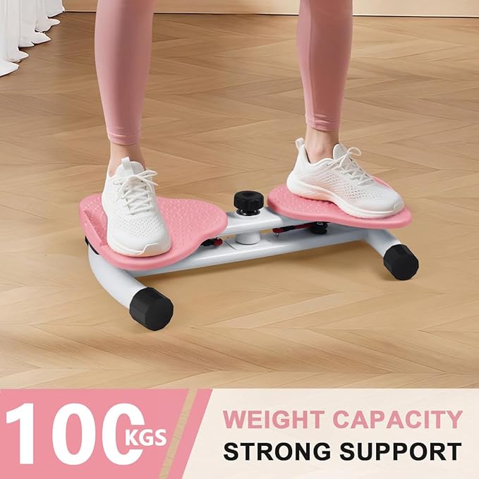 Pink Waist Twister Machine & One Pair Gloves, Ab Workout Equipment With 300lbs, Adjustable twist board for exercise,Home Abs Exercise Equipment for Women/Men